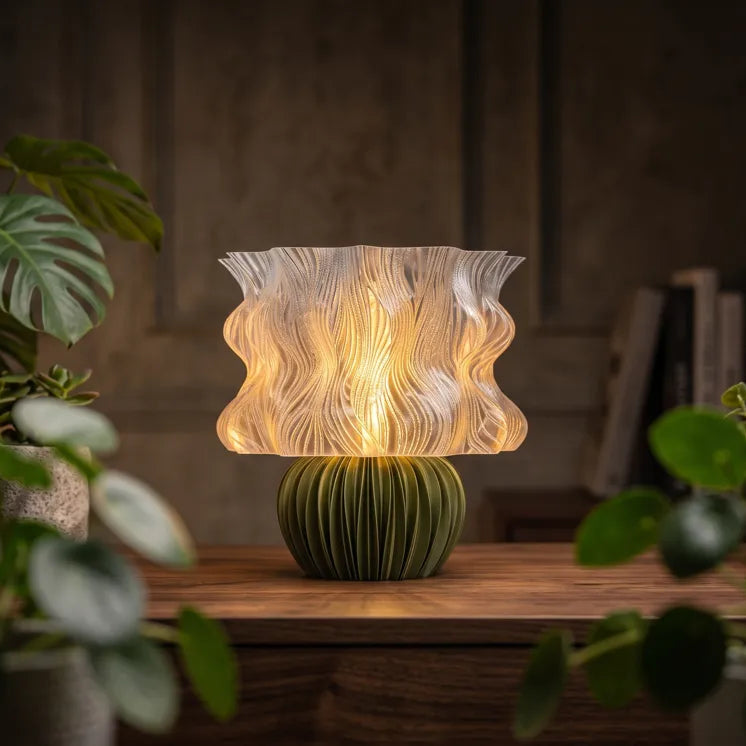Luminária Mossglow acesa